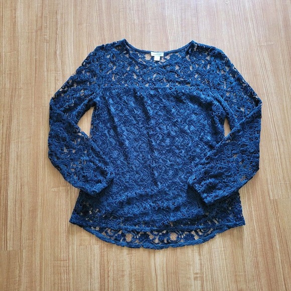 Sanctuary Shirt Women Size Medium Green Lace Lined Long Sleeve Classic Top - Picture 2 of 10